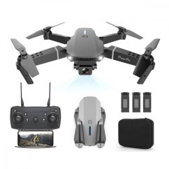 SET Dron E88 s Kamerou, Wifi, 3 Baterie - Černý