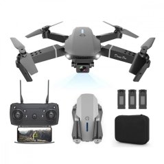 SET Dron E88 s Kamerou, Wifi, 3 Baterie - Černý