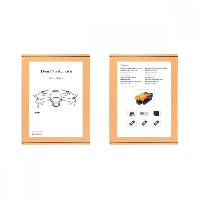 Dron P8 s Kamerou SET 3 Baterie - Oranžová