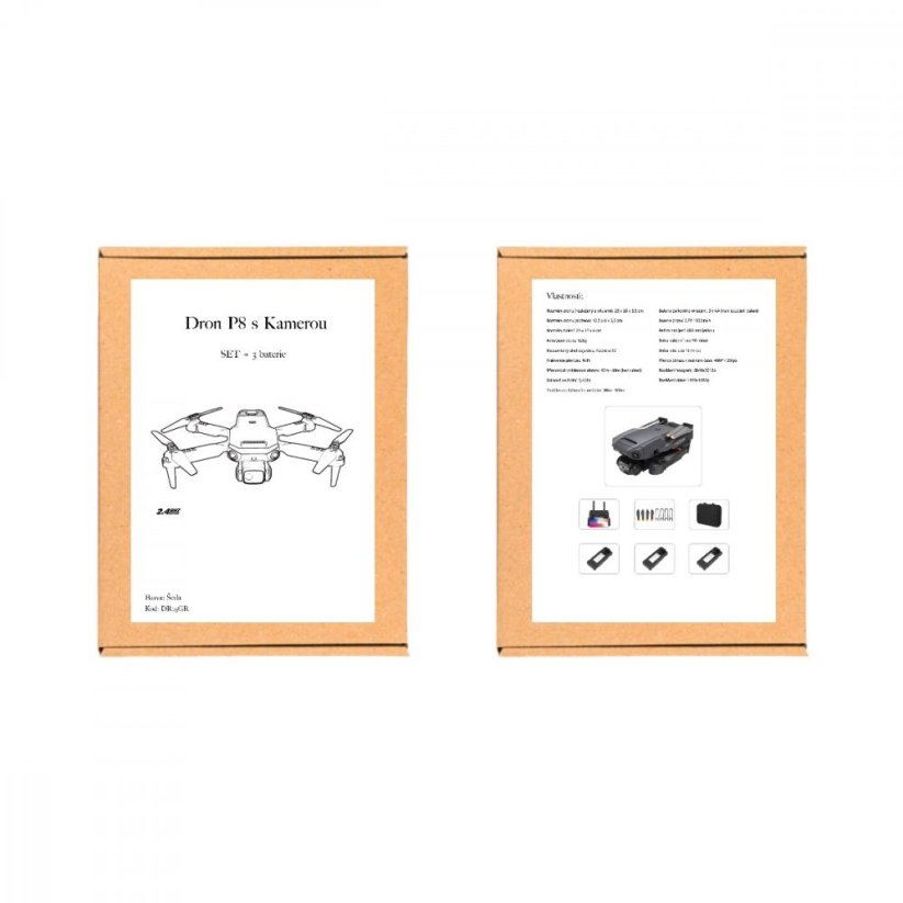 Dron P8 s Kamerou SET 3 Baterie - Šedá
