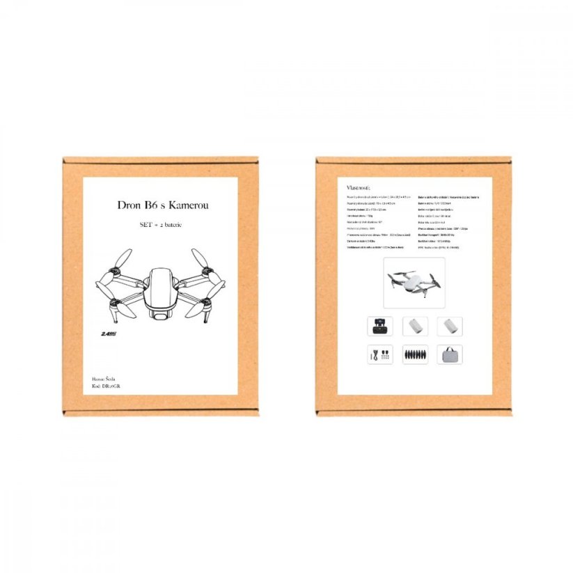 Dron B6 s Kamerou SET 2 Baterie - Šedá