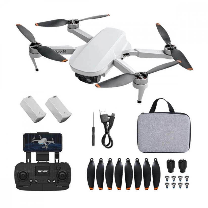 Dron B6 s Kamerou SET 2 Baterie - Šedá